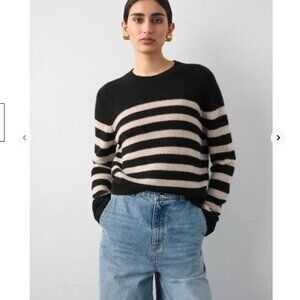 NEW White + Warren strip cashmere sweatshirt